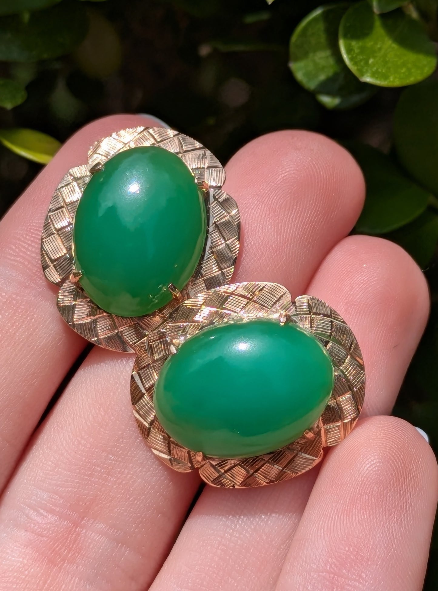 Vintage Aventurine 14kt Earrings