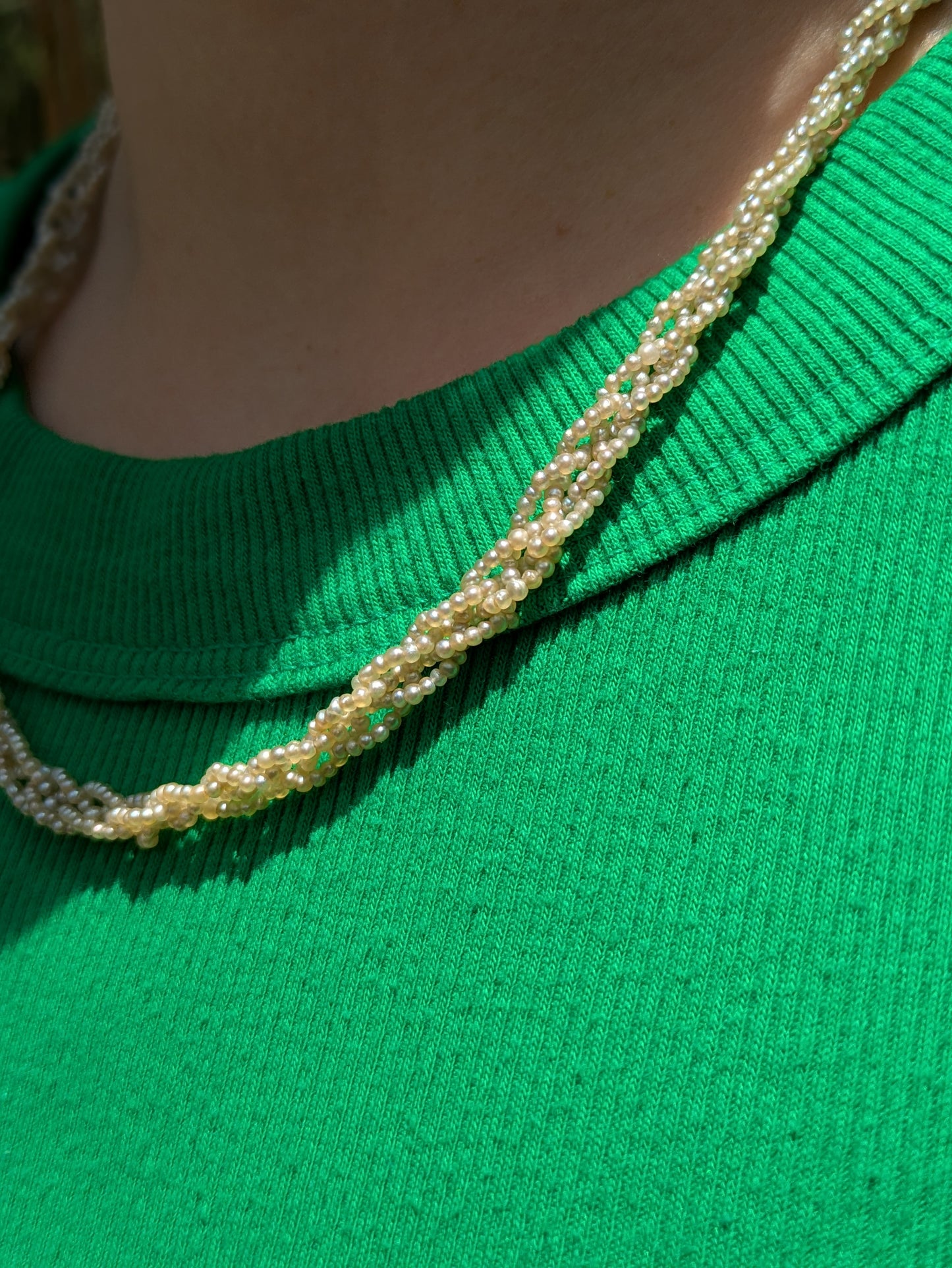 1885 Braided Seed Pearl Necklace with Gold and Pearl Clasp