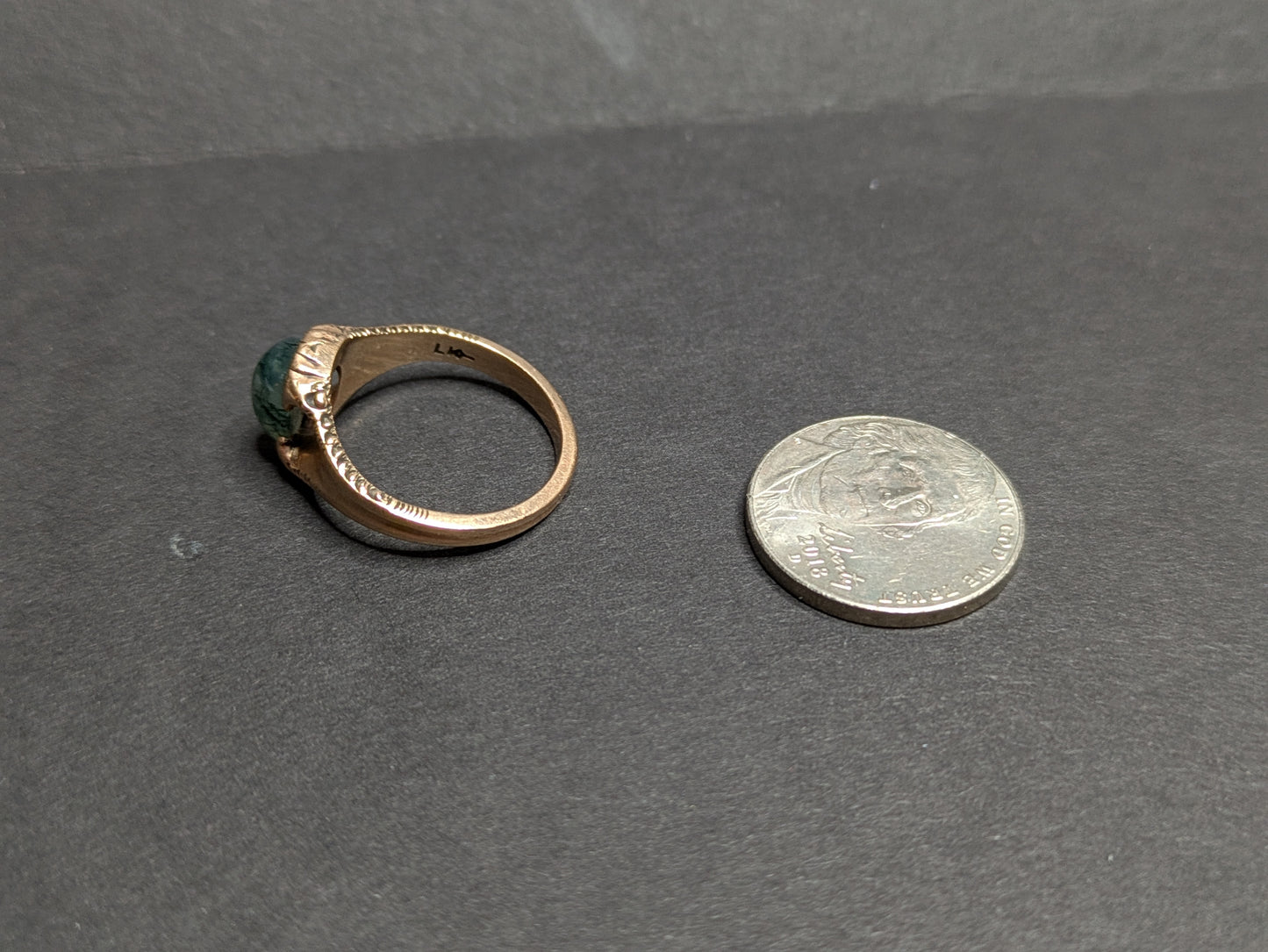 Moss Agate Gold Ring