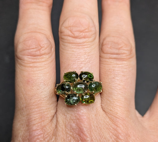 Vintage 14k Tourmaline Cluster Ring