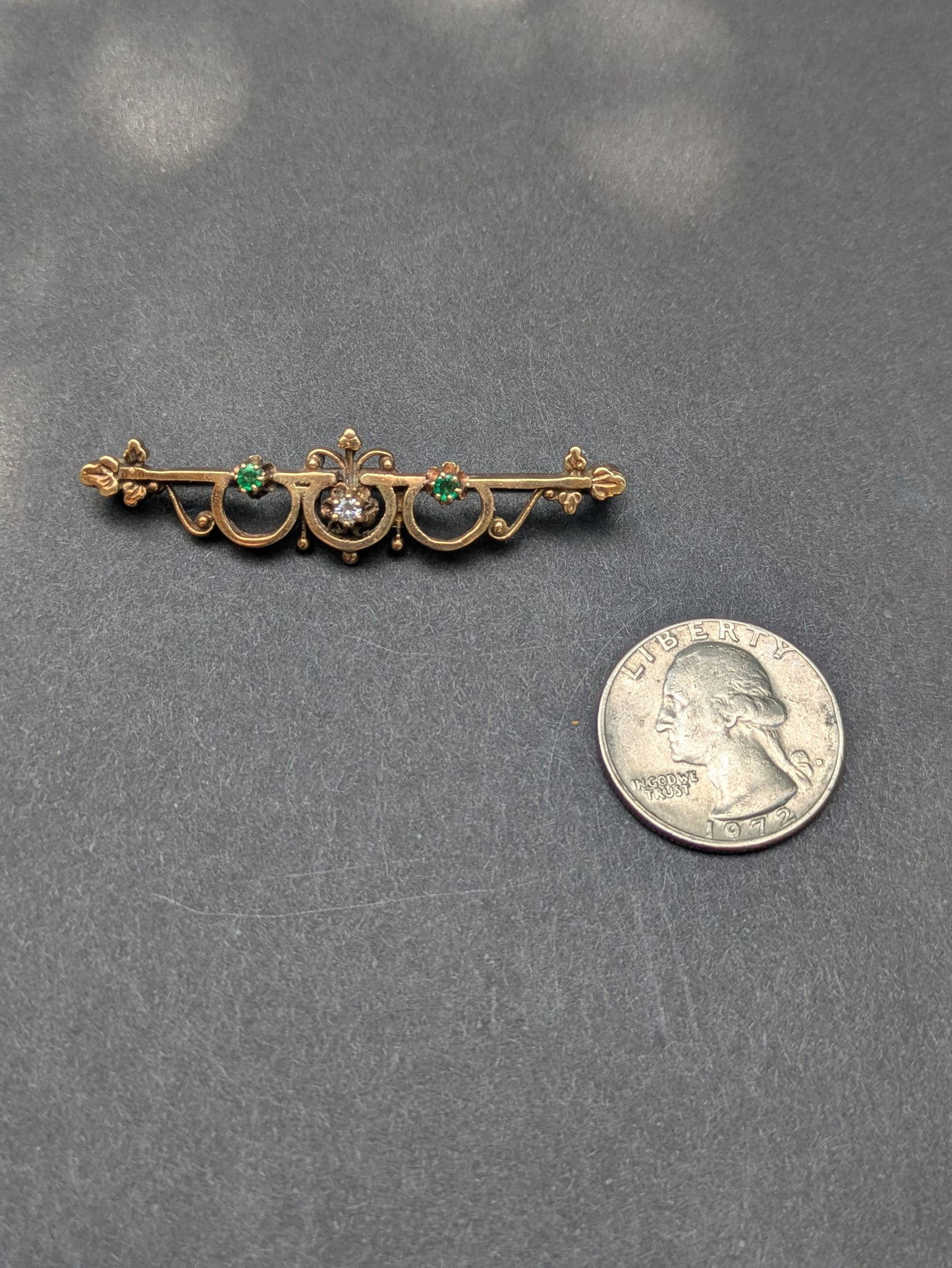 18kt Emerald and Diamond Swag Brooch