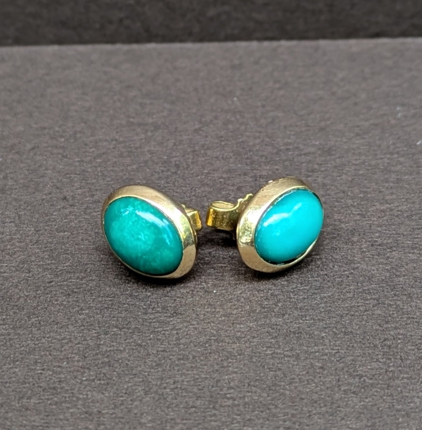 14kt Oval Turquoise Bezeled Earrings