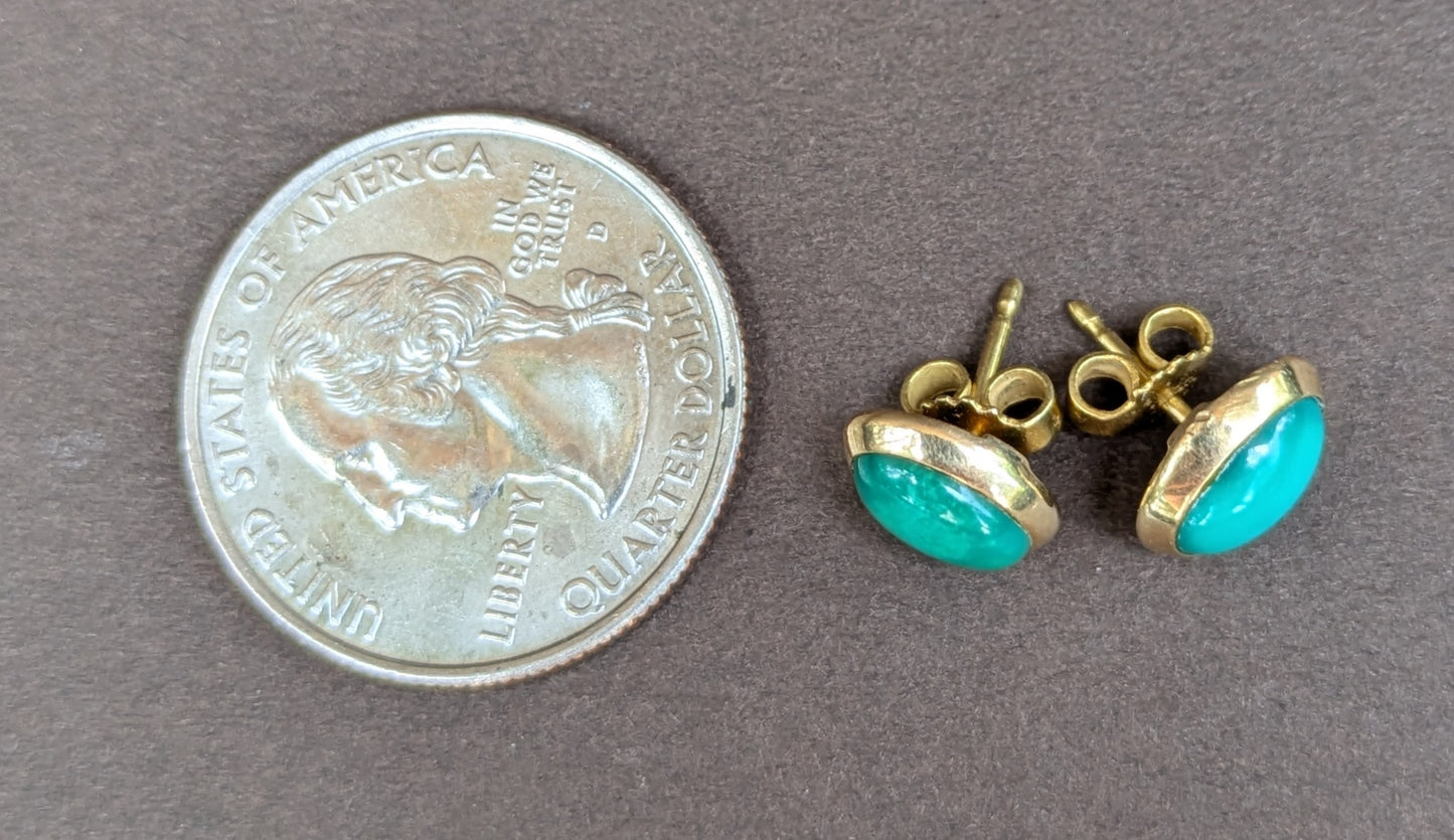 14kt Oval Turquoise Bezeled Earrings