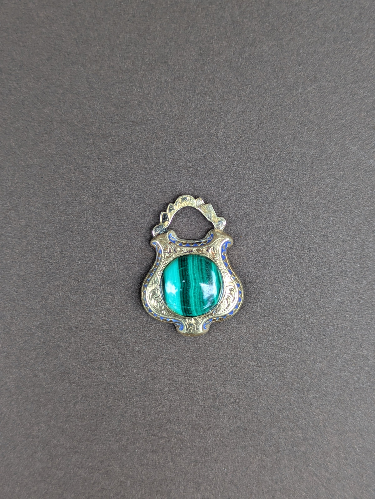 Antique "Lock" With Enamel Malachite Replacement