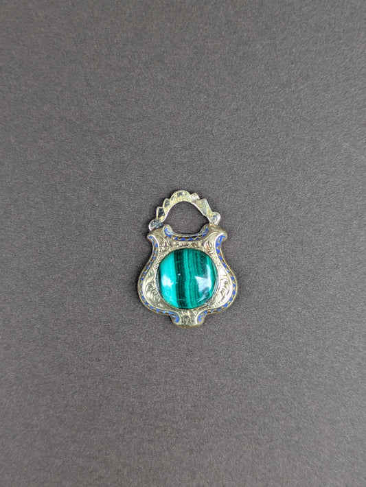 Antique "Lock" With Enamel Malachite Replacement