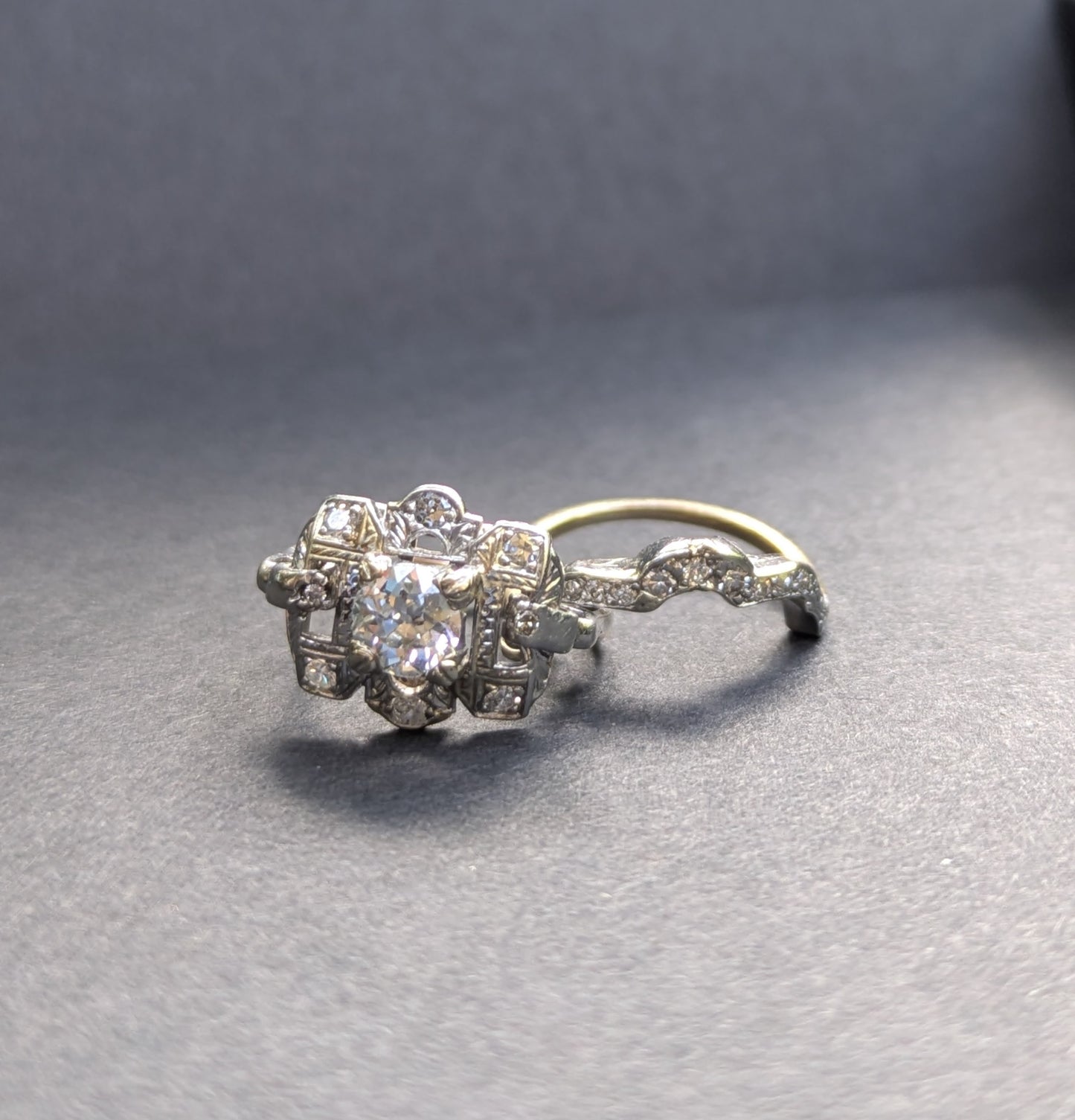 Engagement Ring with Fitted Matching Band Old European Cut Beuter