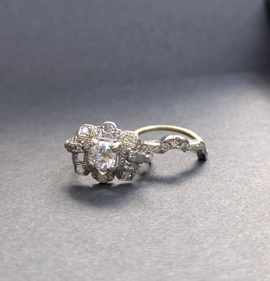 Engagement Ring with Fitted Matching Band Old European Cut Beuter