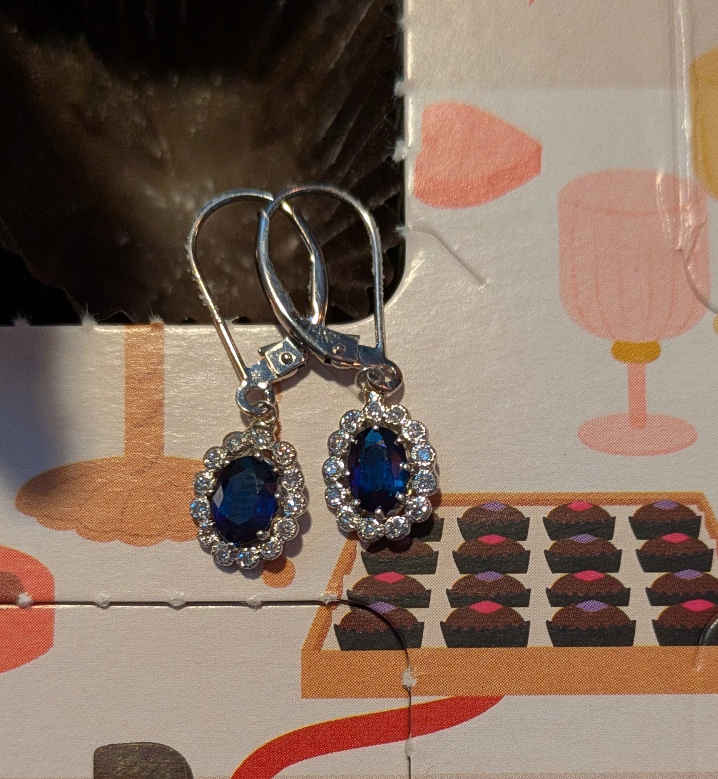 14kt White Gold Sapphire and Diamond Halo earrings
