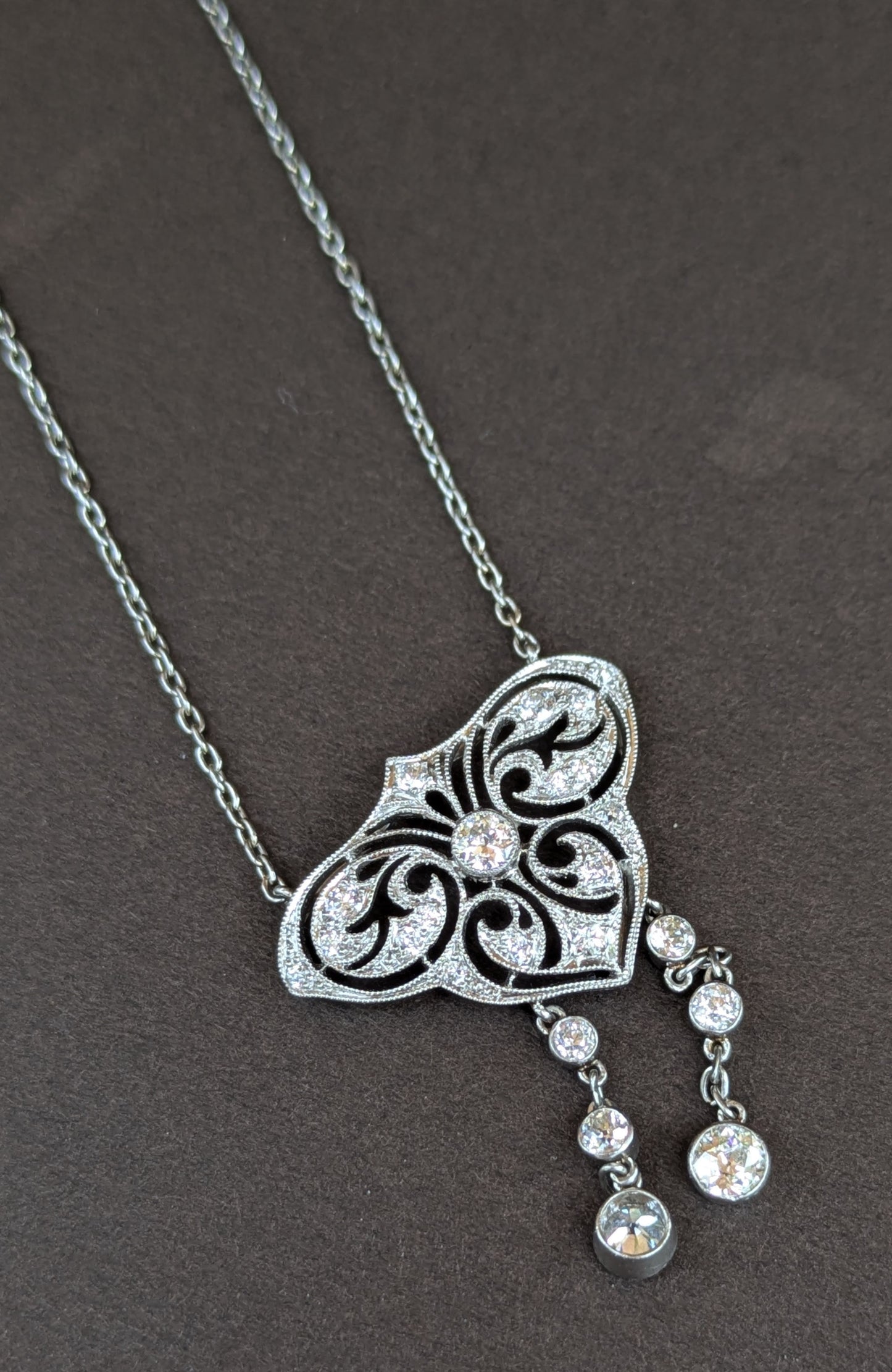 Platinum Art Deco Diamond Lingerie Necklace