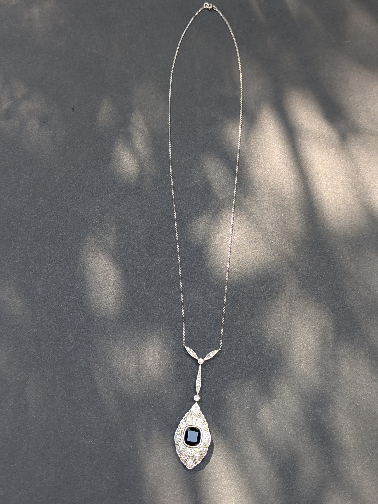 White and Yellow Gold Sapphire and Diamond Edwardian Necklace