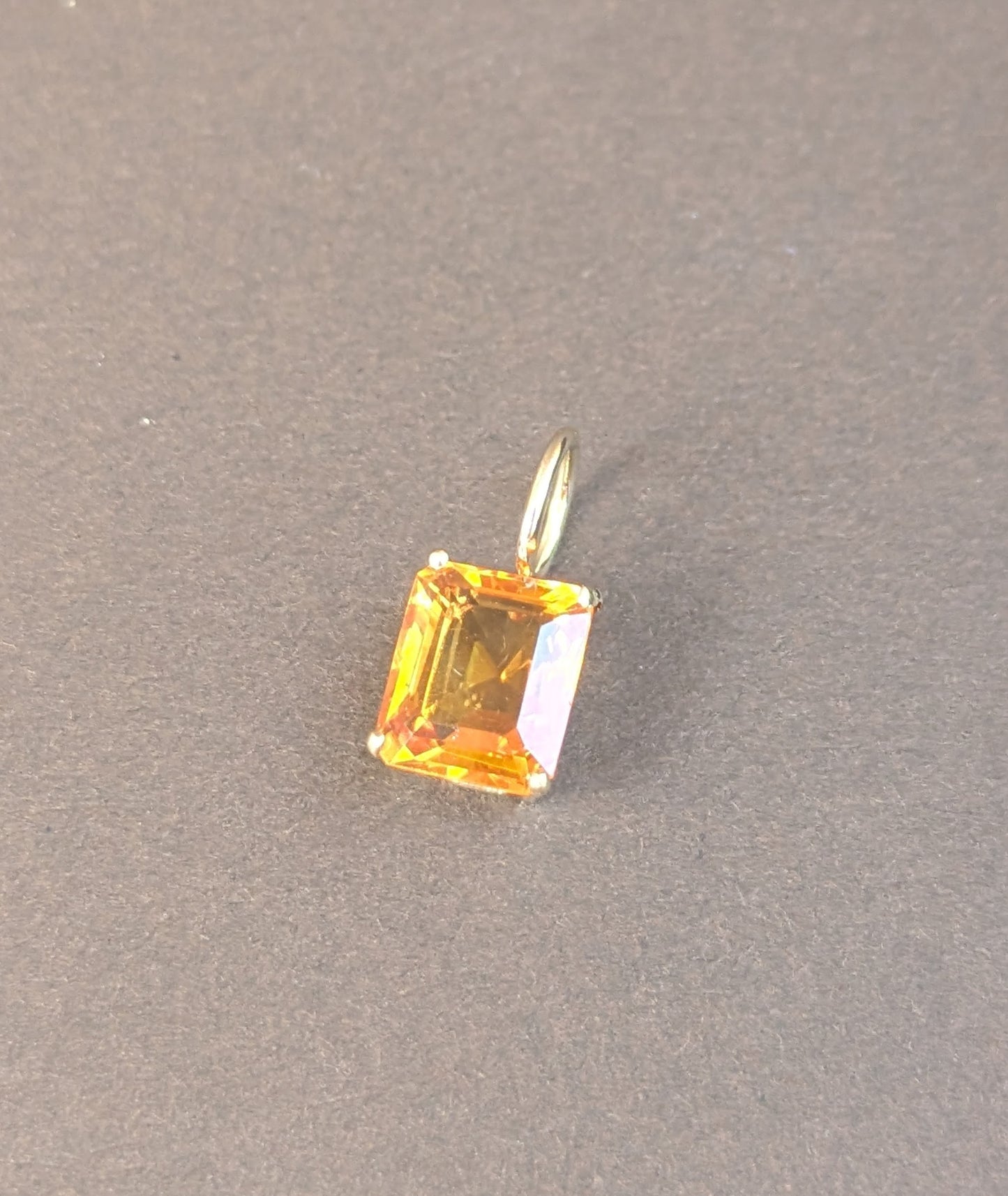 14kt Emerald Cut Citrine Pendant Converted from Brooch Part