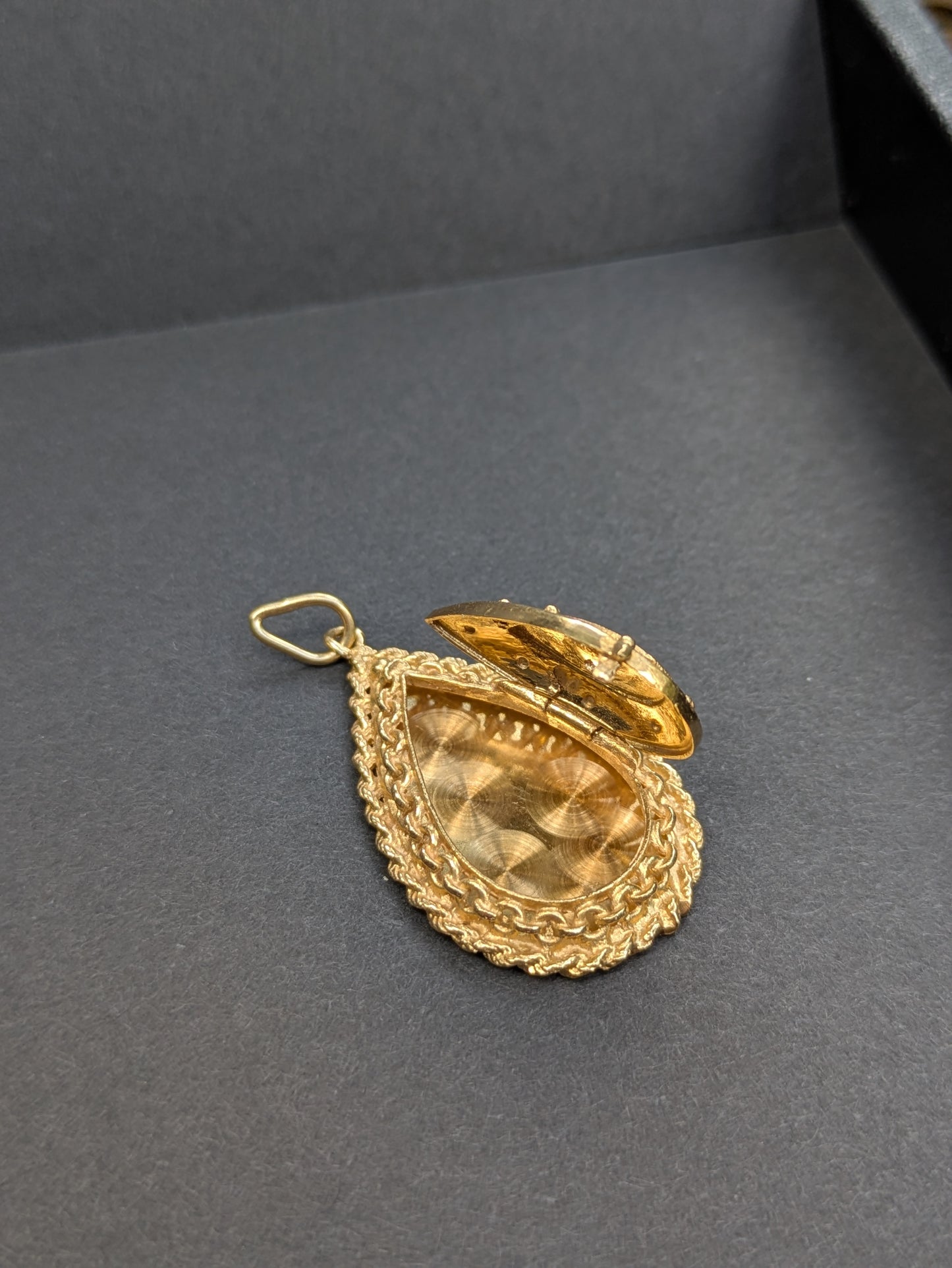 Vintage 14kt and Diamond Teardrop Locket with Original Bail