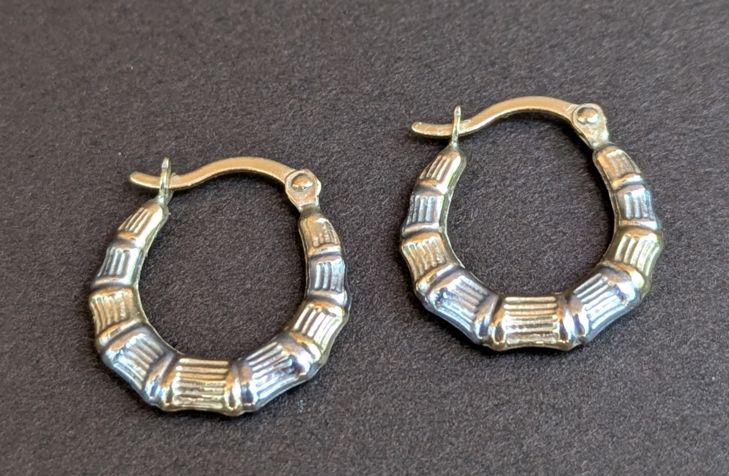 Small 10kt "Bamboo" Hoops