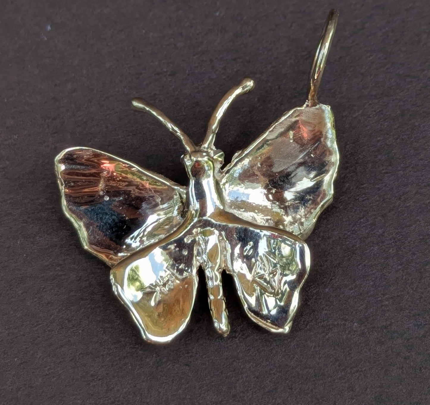 14kt Butterfly Pendant with Diamond Converted 1970's Brooch