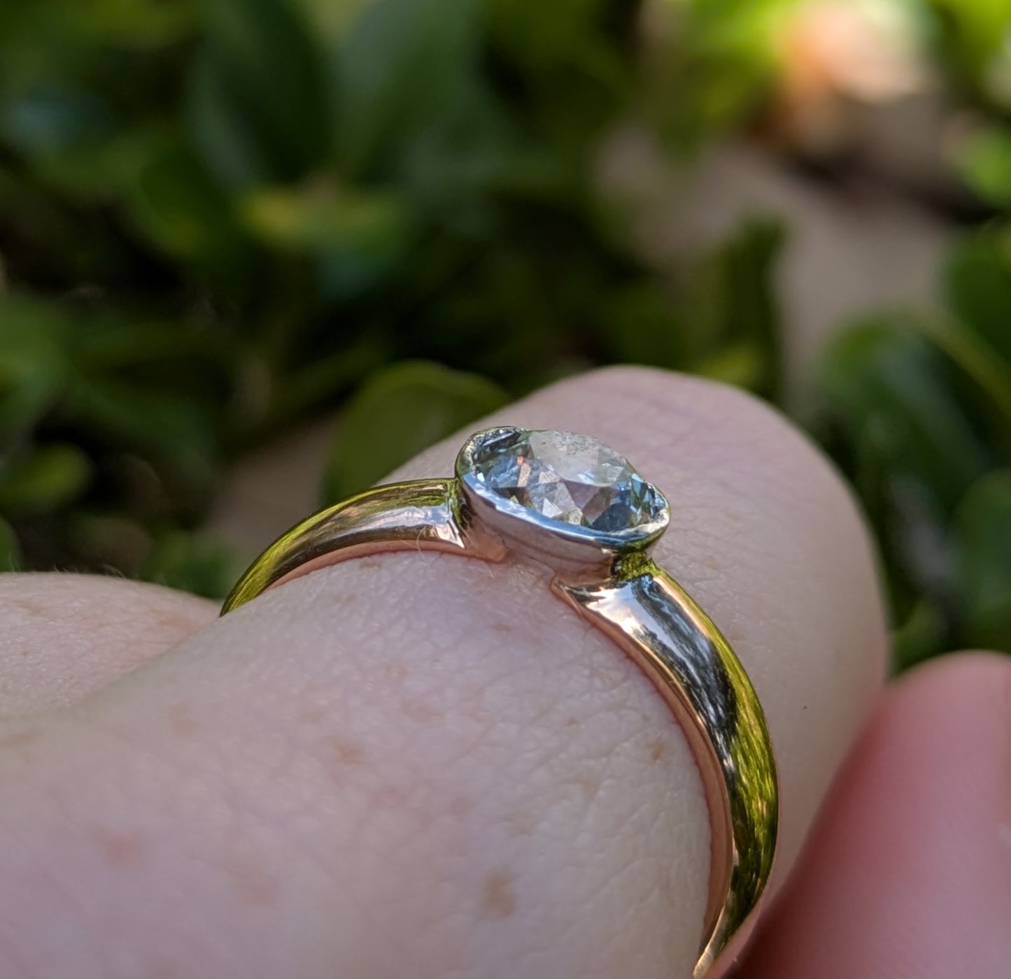 Mine Cut Cushion Diamond Approx 1.10 from Brooch; Original Bezel Set in Antique Gold Band