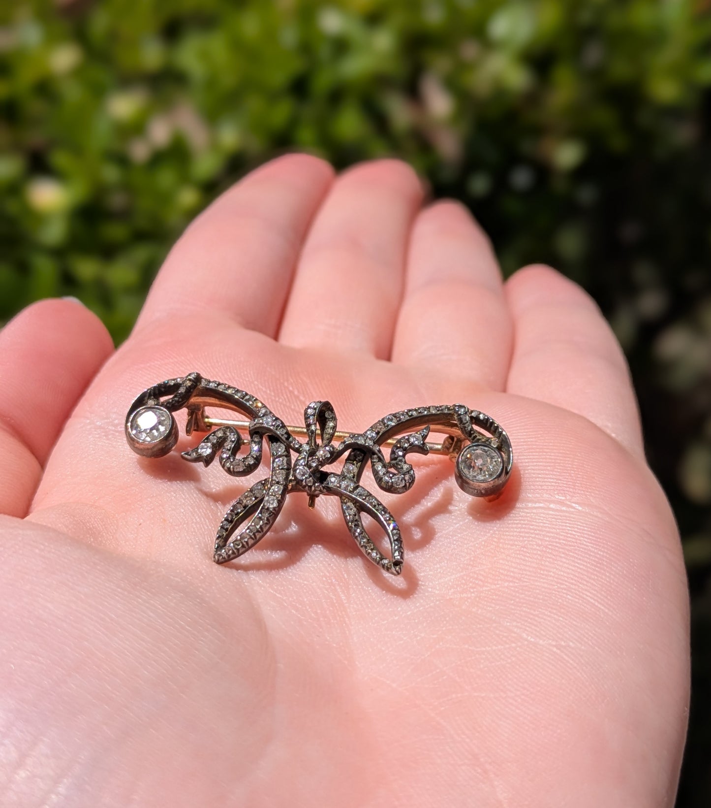 French Belle Epoch Sterling and 18kt with Mine Cut & Singlecut Diamonds