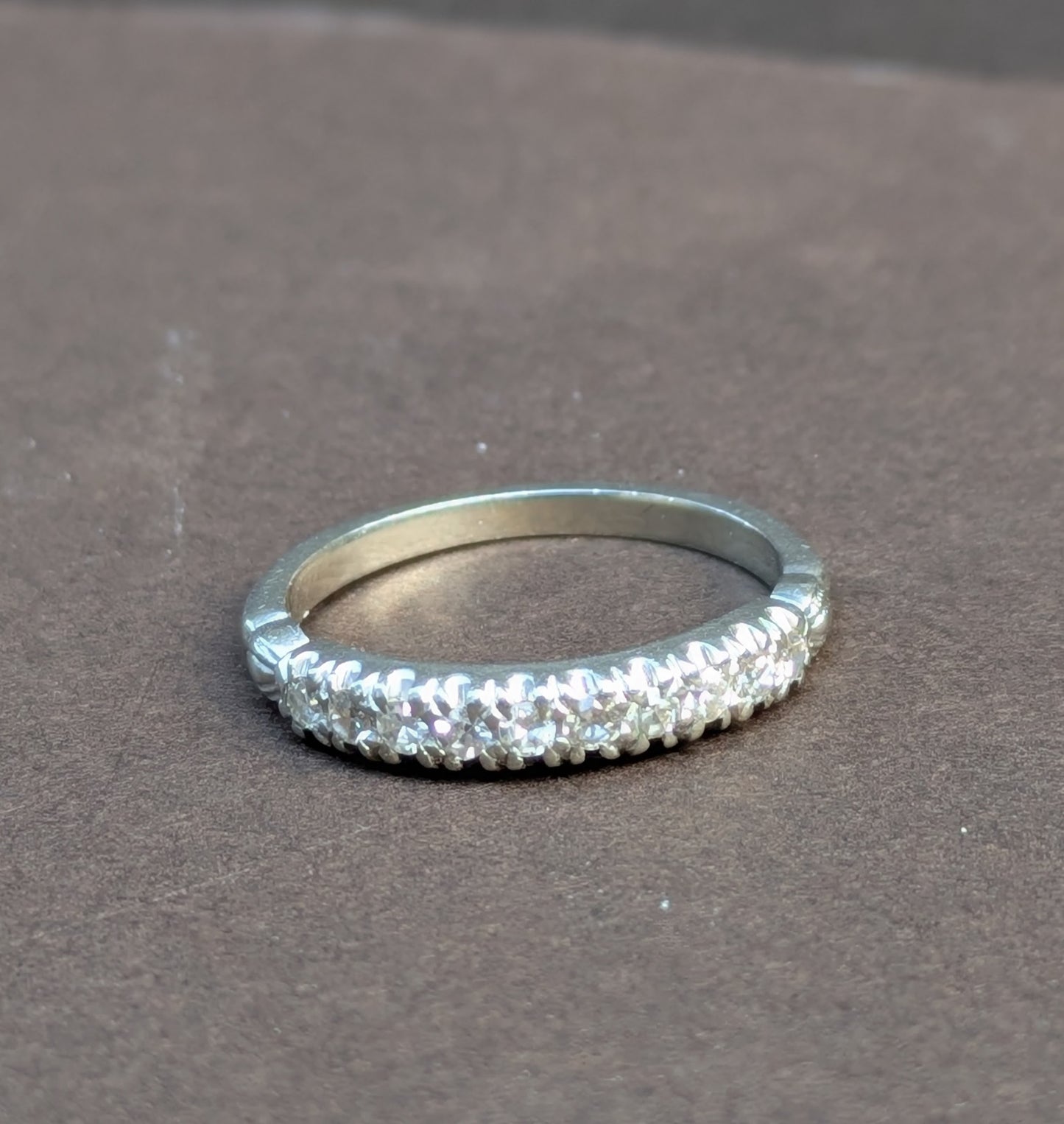 18kt White Gold & Diamond Anniversary Band 1930's