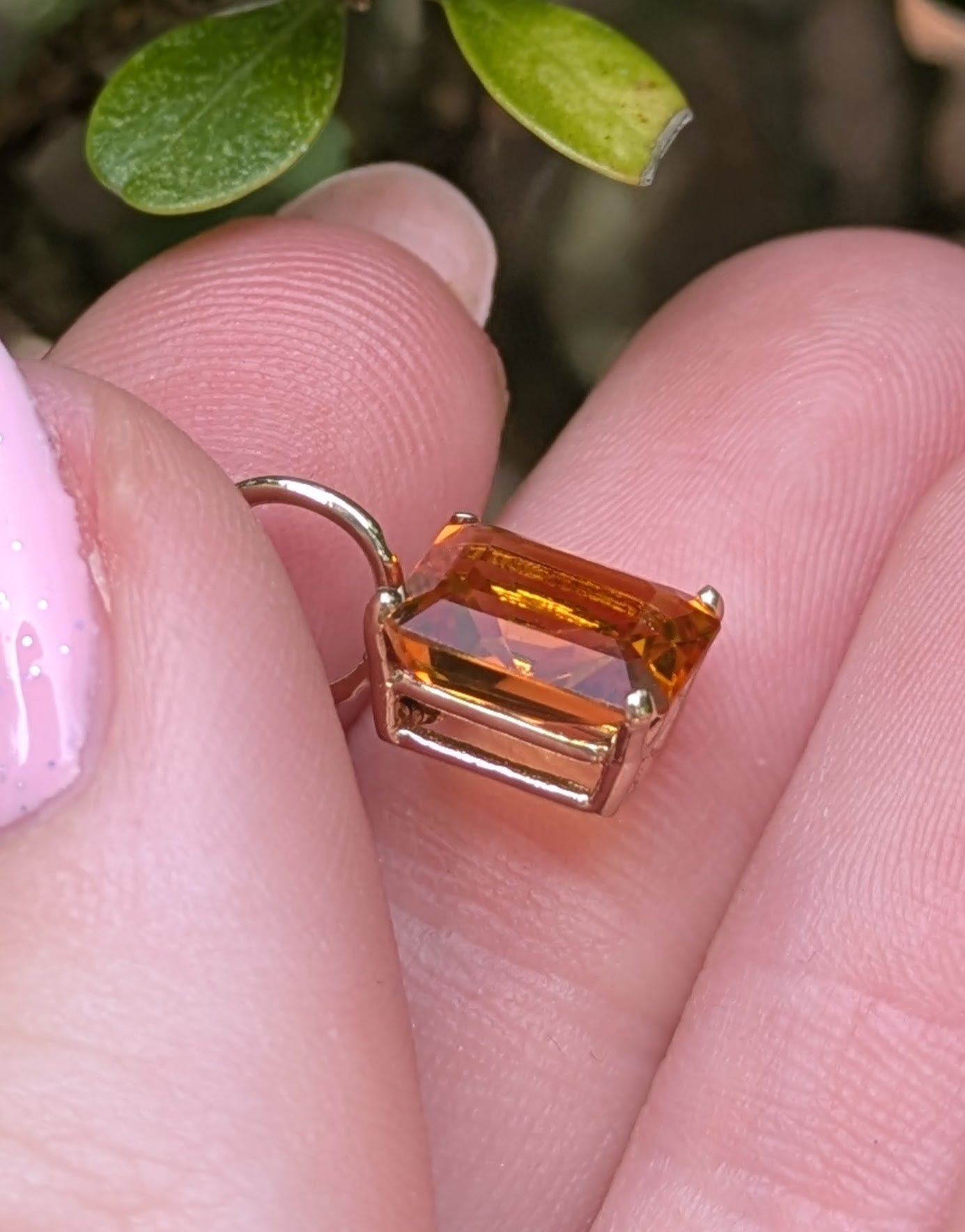 14kt Emerald Cut Citrine Pendant Converted from Brooch Part