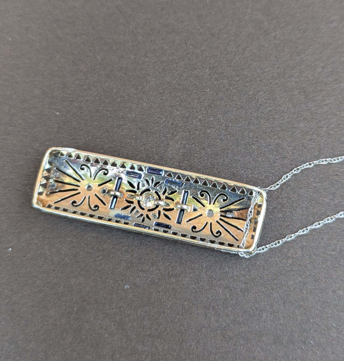 18kt French Sapphire and Diamond Filigree Necklace