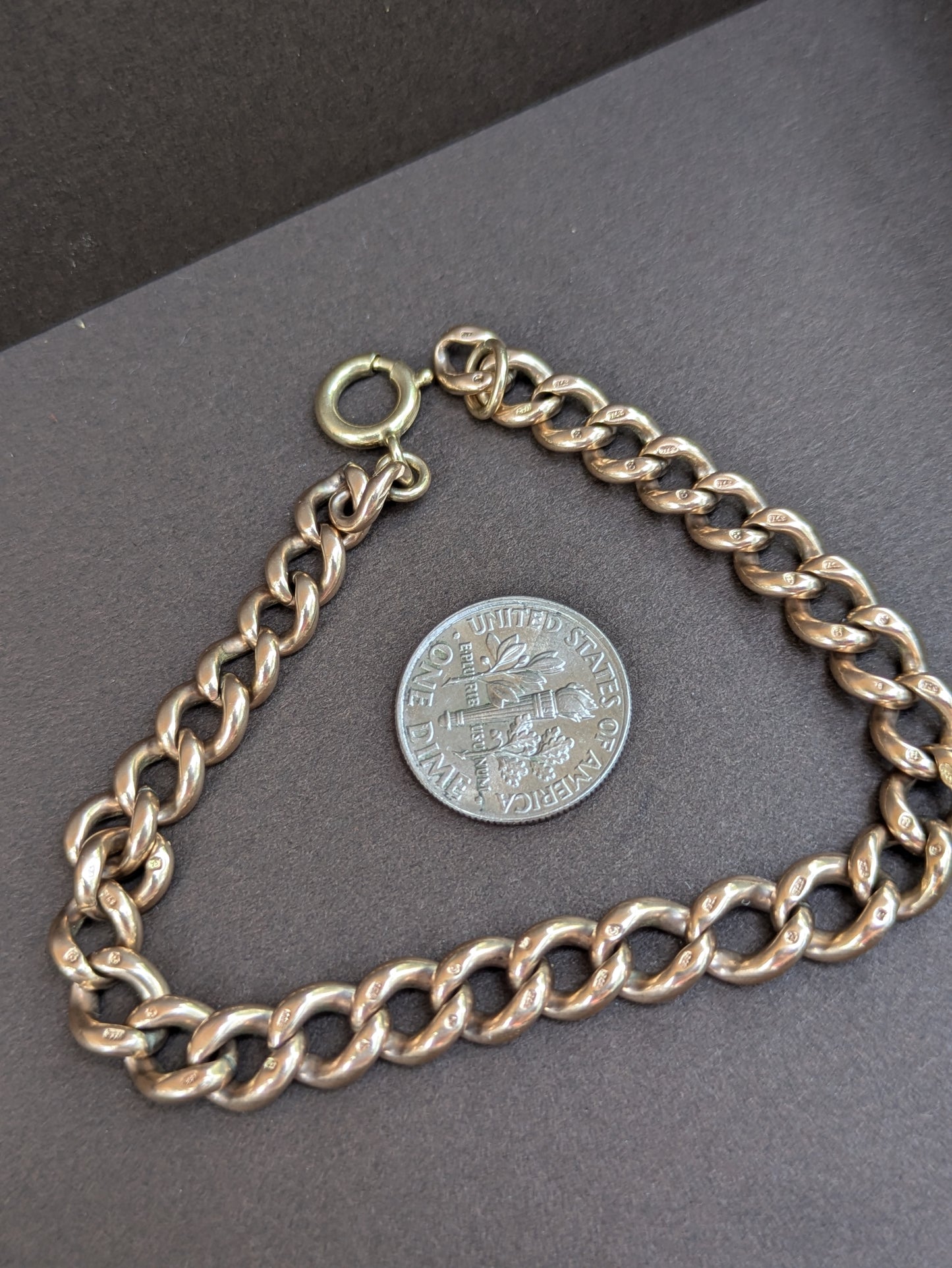 9kt Rose Gold - Solid Graduated Bracelet Curb Chain - Hallmarked