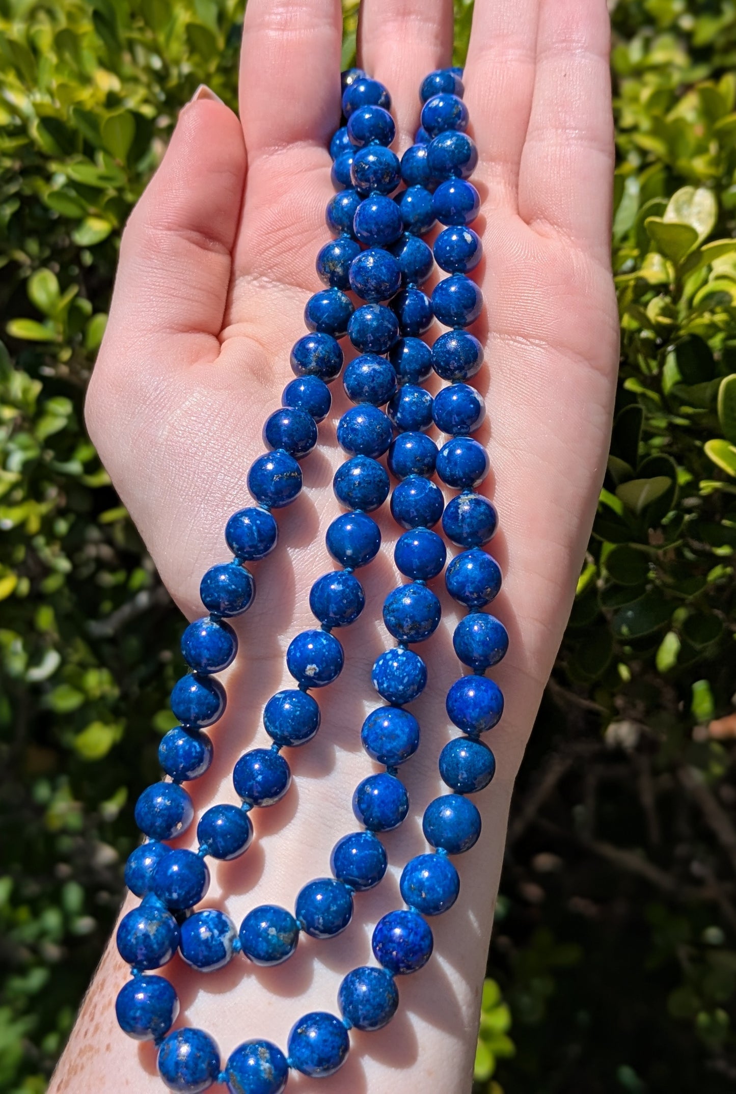 Double Strand Lapis Necklace with Sapphire, Domb Clasp- Double Safety, Restrung