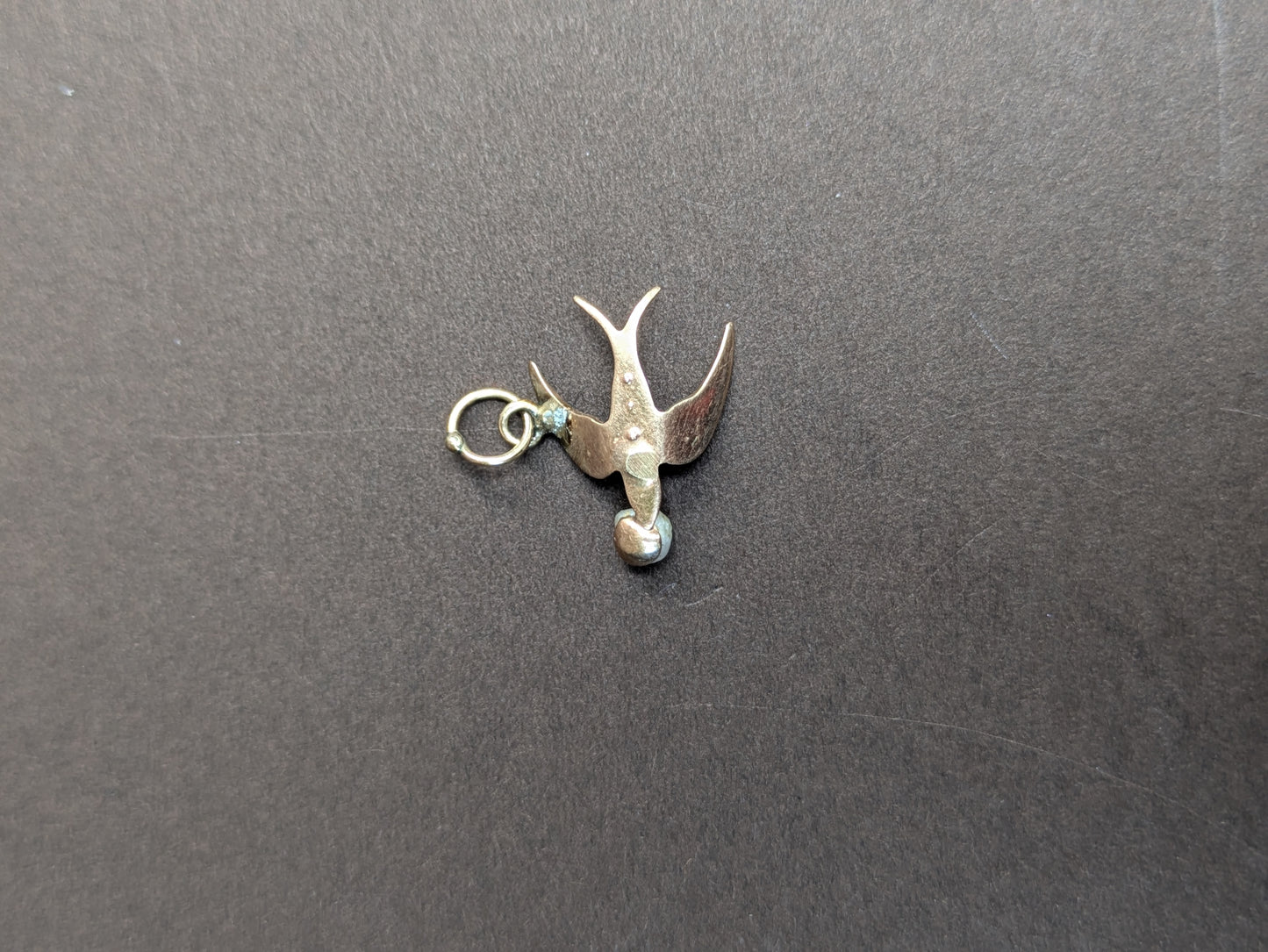14kt Swallow Charm With Ruby And Pearl