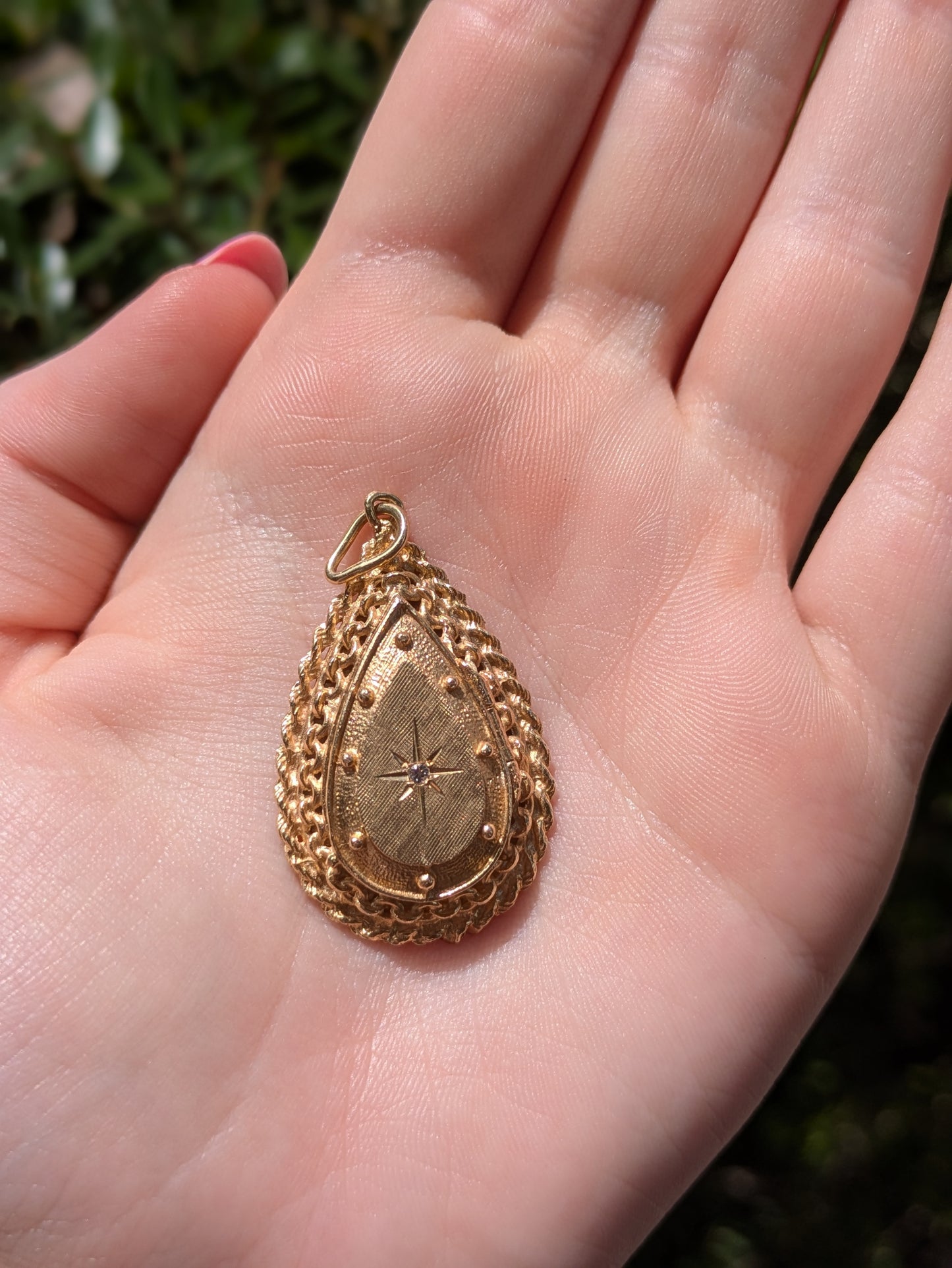 Vintage 14kt and Diamond Teardrop Locket with Original Bail