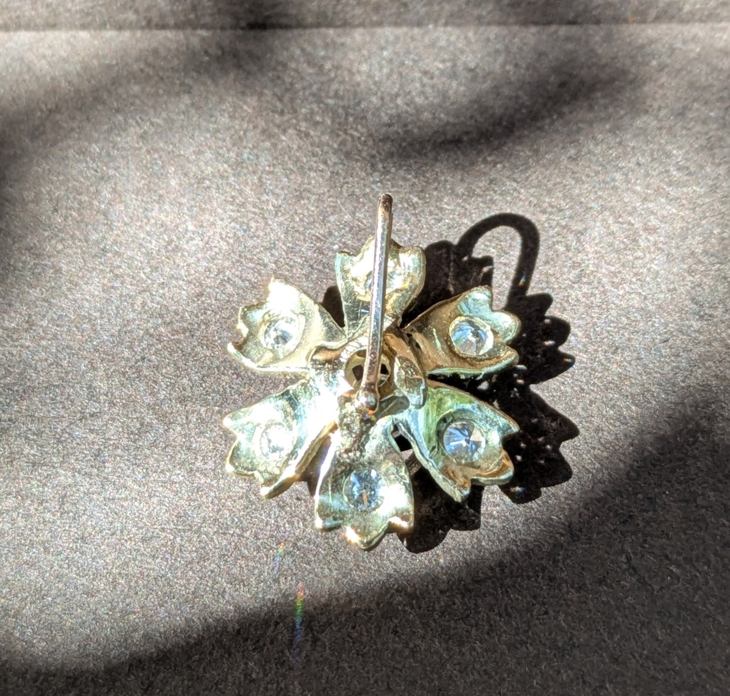 14kt Mine Cut Diamond Flower Pendant
