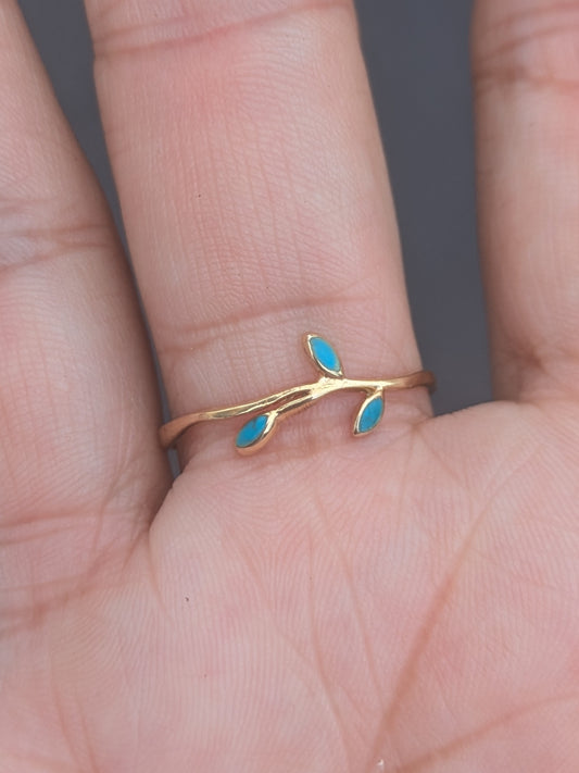Liberty London Leaf Ring with Turquoise