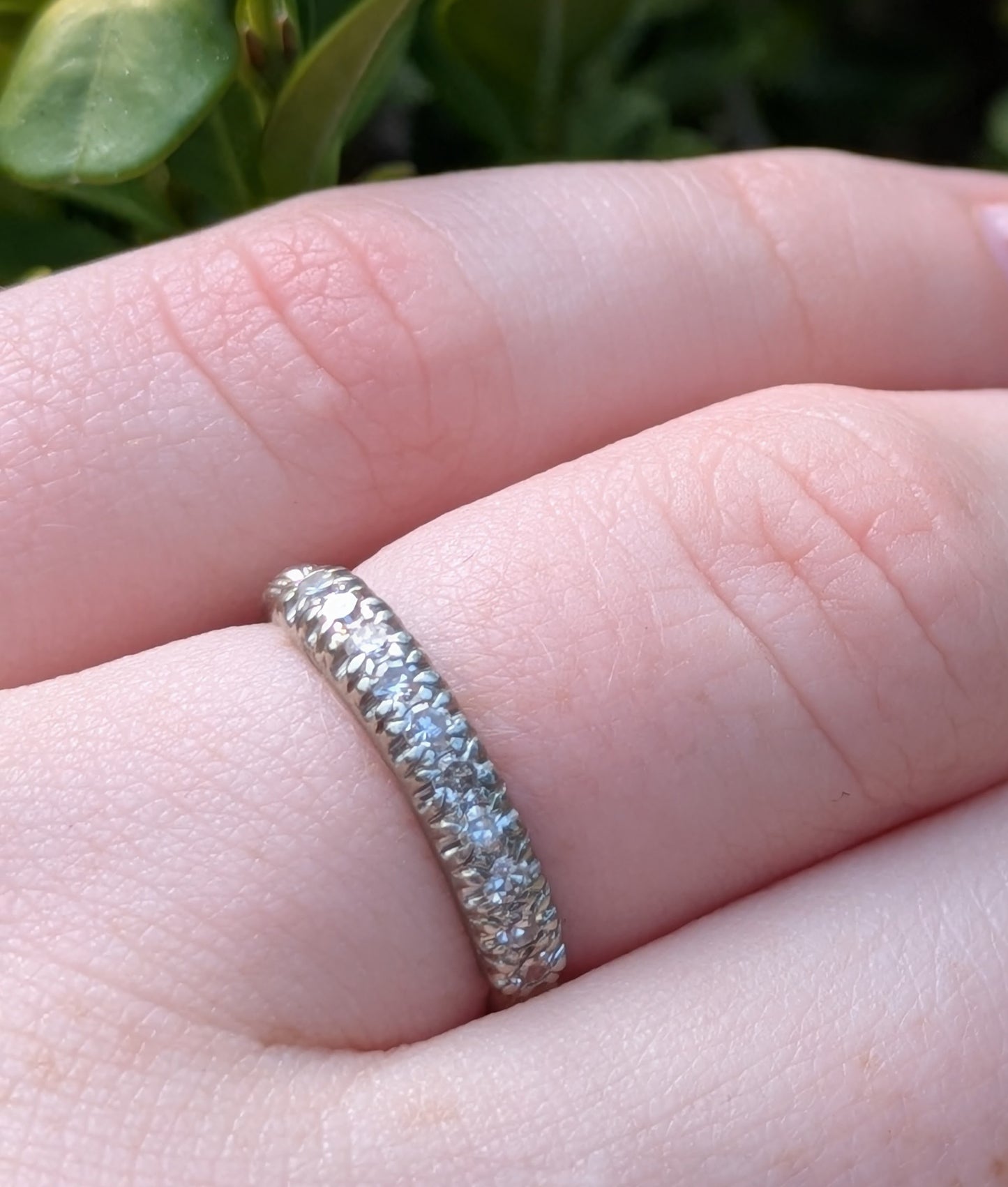 18kt White Gold & Diamond Anniversary Band 1930's