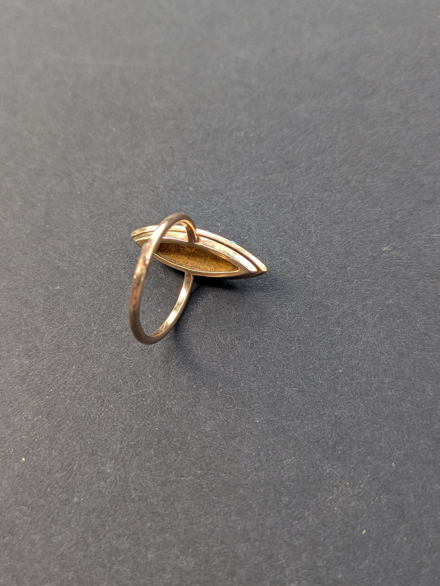 14k Navette Turquoise and Pearl Ring
