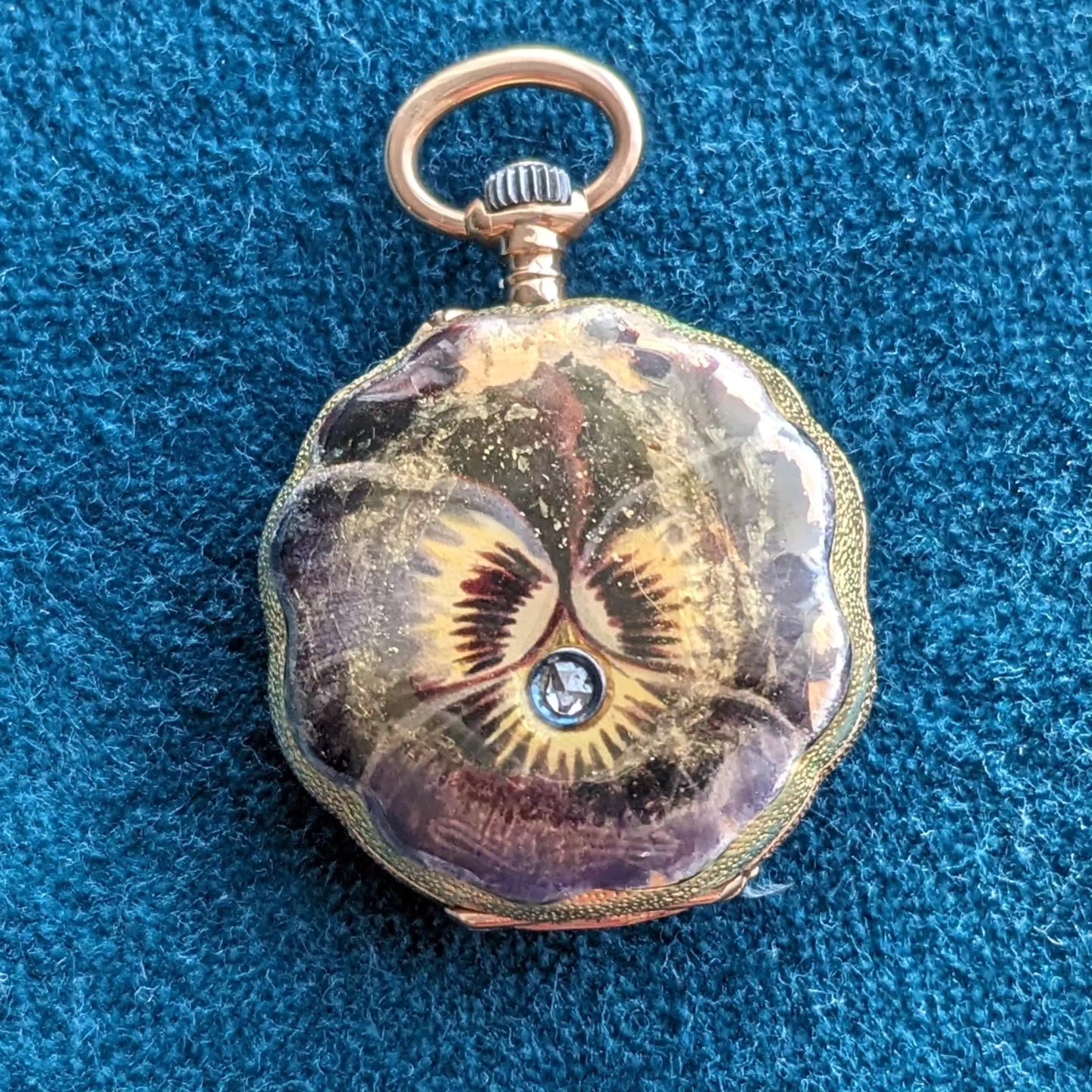 18k Pansy watch pendant