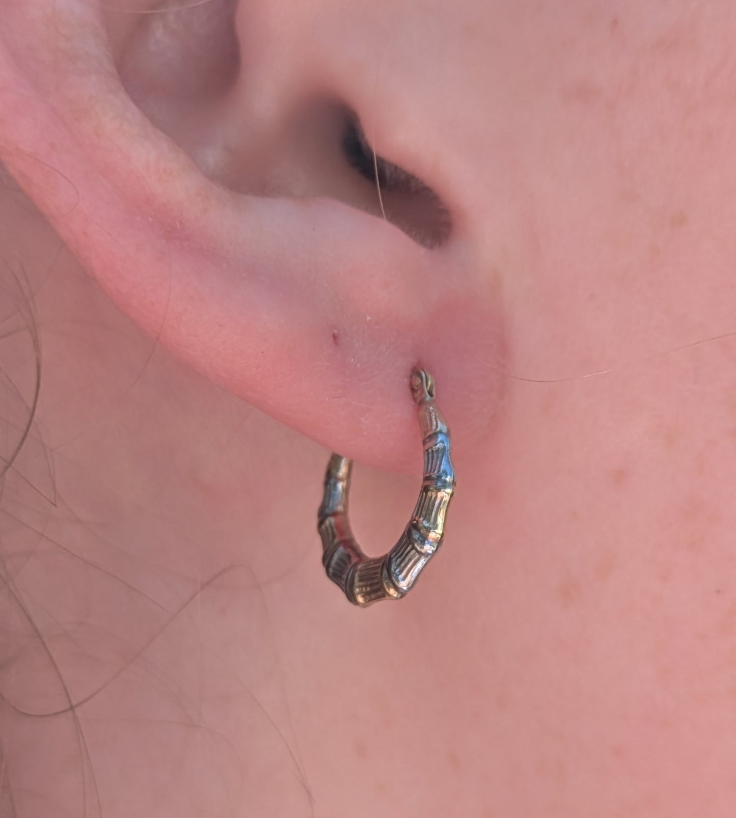 Small 10kt "Bamboo" Hoops