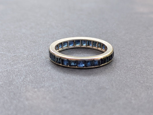 14k White Gold French Cut Sapphire Eternity Band