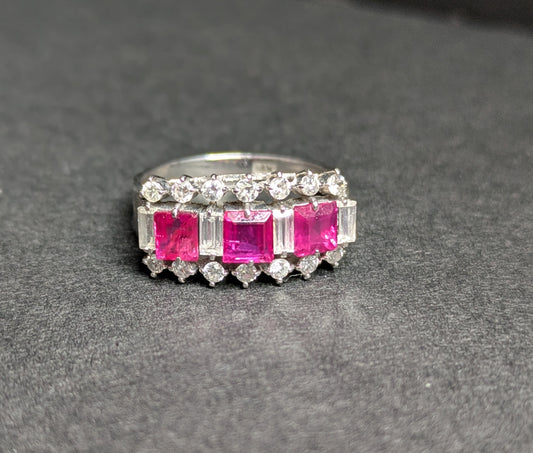 14k White Gold Ruby and Diamond Ring