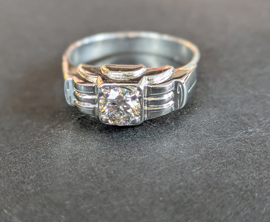 14kt White Gold 1930's Diamond Ring