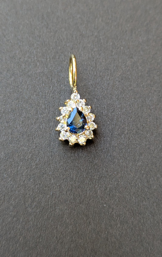 SAPPHIRE AND DIAMOND CHARM IN 14K
