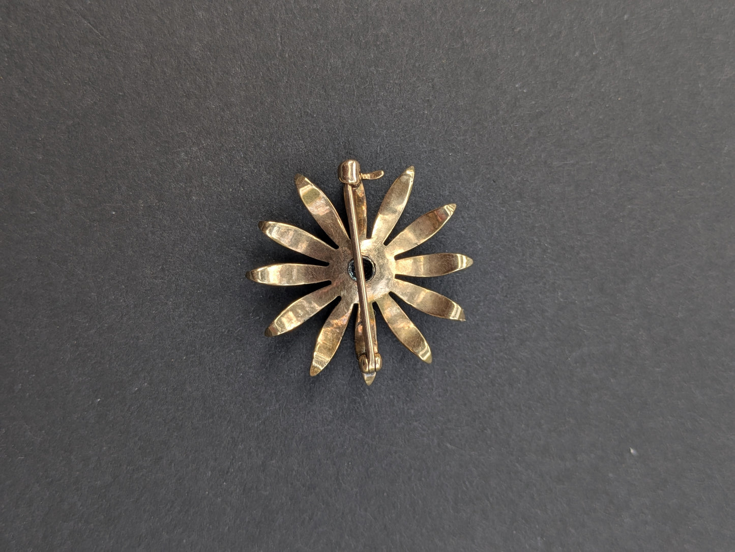 10k Mine Cut Diamond Flower Brooch