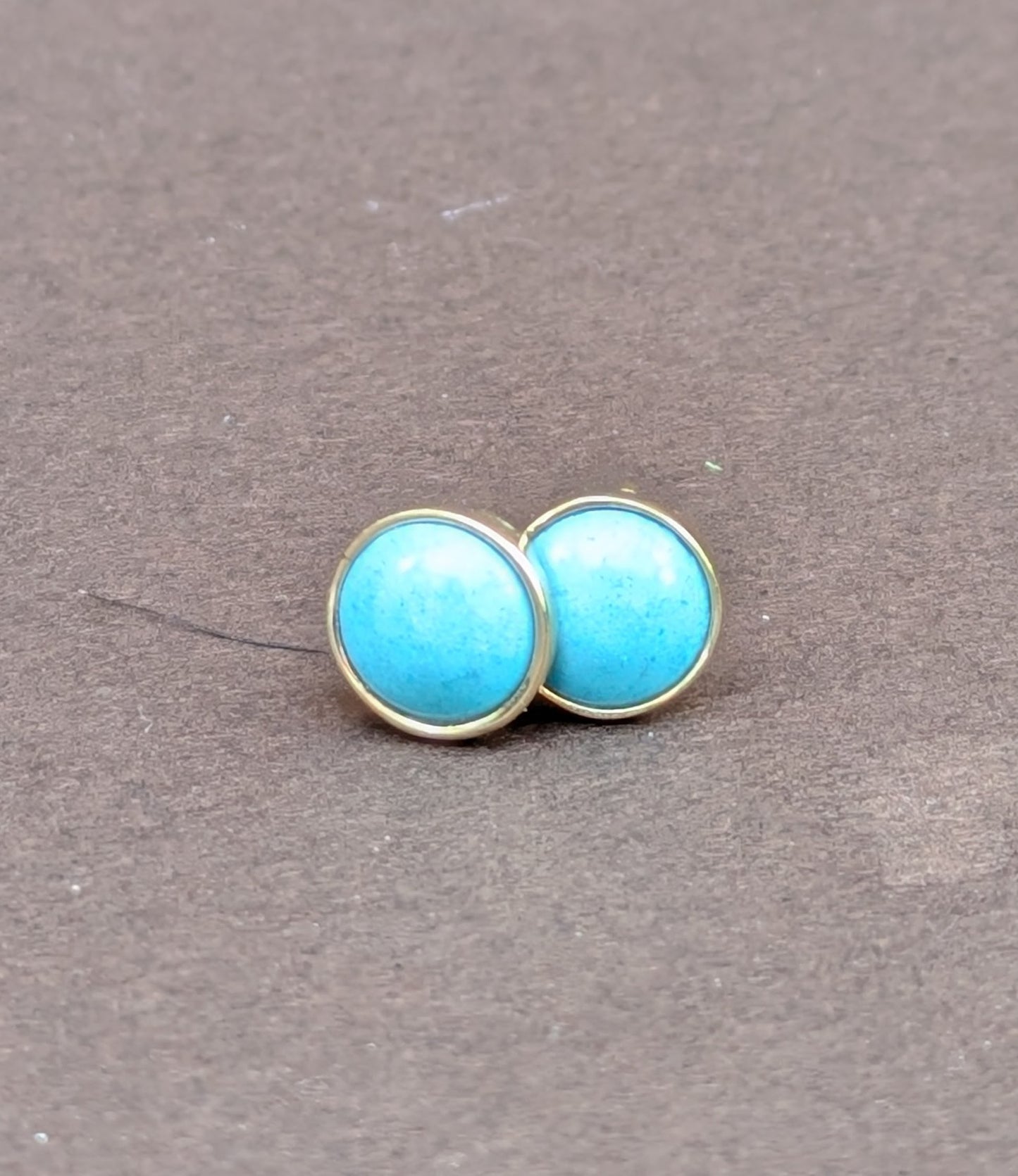 14kt Turquoise Button Earrings