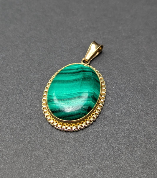 14k 1960's Malachite Pendant