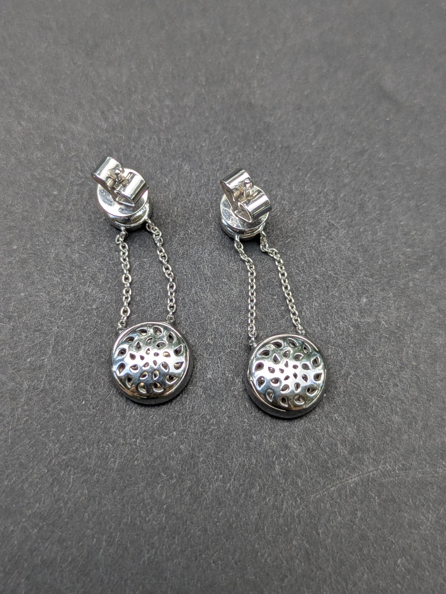 Estate Pave Set Diamond Earrings 14kt White Gold