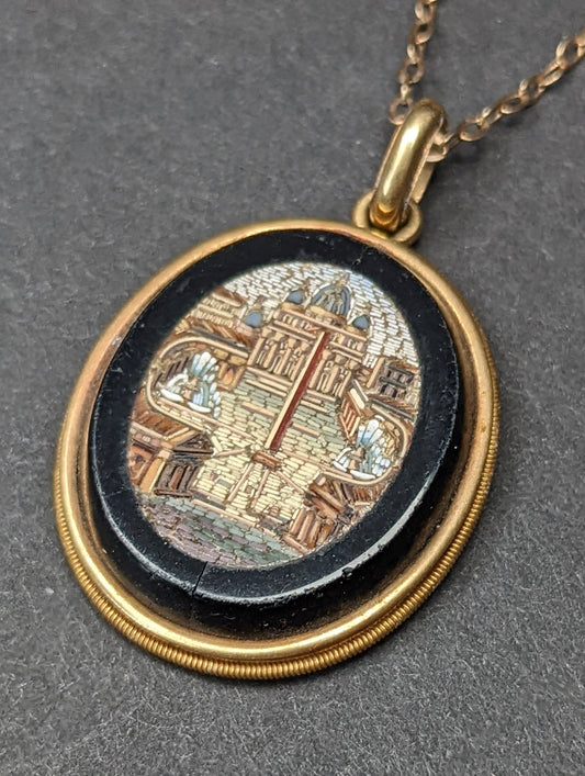 Architectural micro mosaic necklace