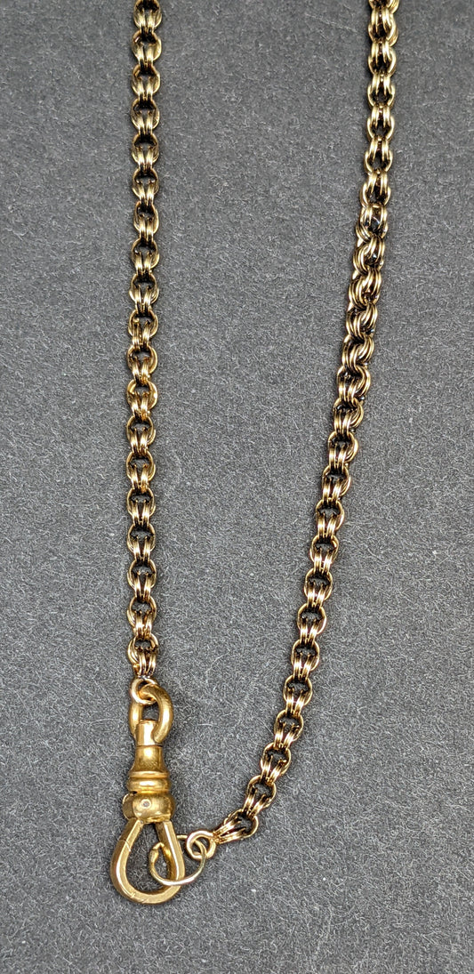 17 inch 14k elaborate gold chain with dog clip