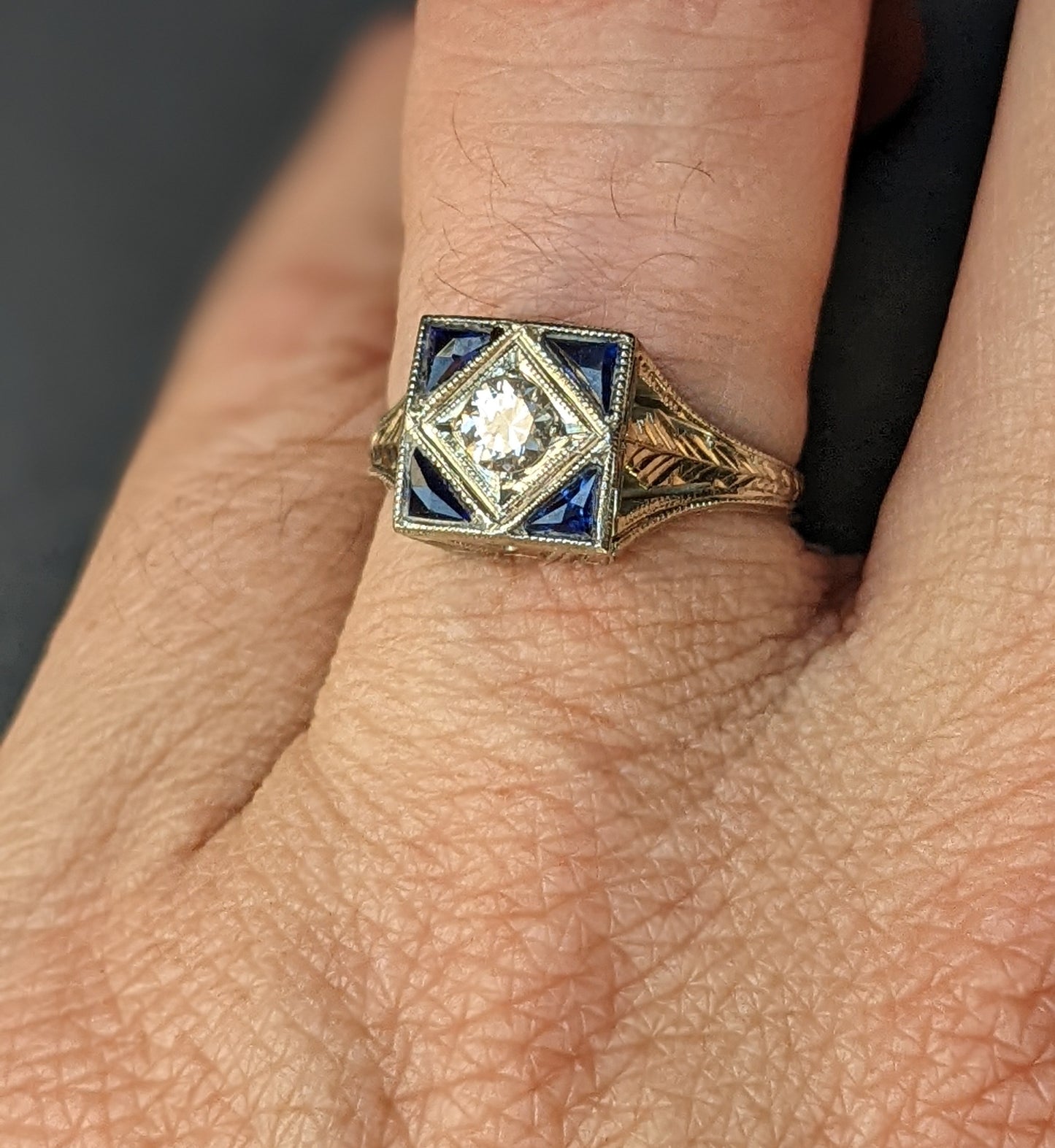 Art Deco Diamond and sapphire ring