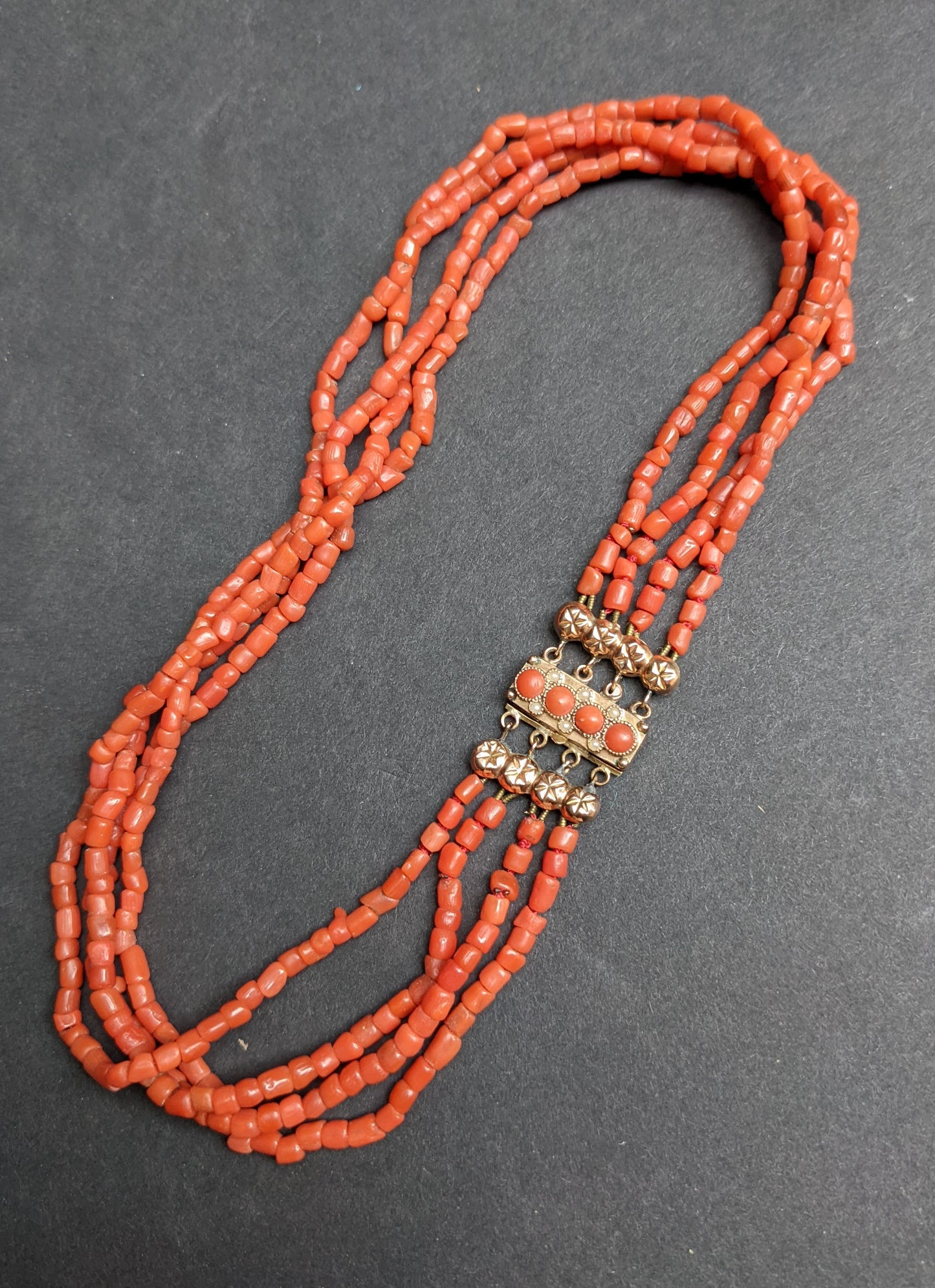 Natural coral and 14kt German choker