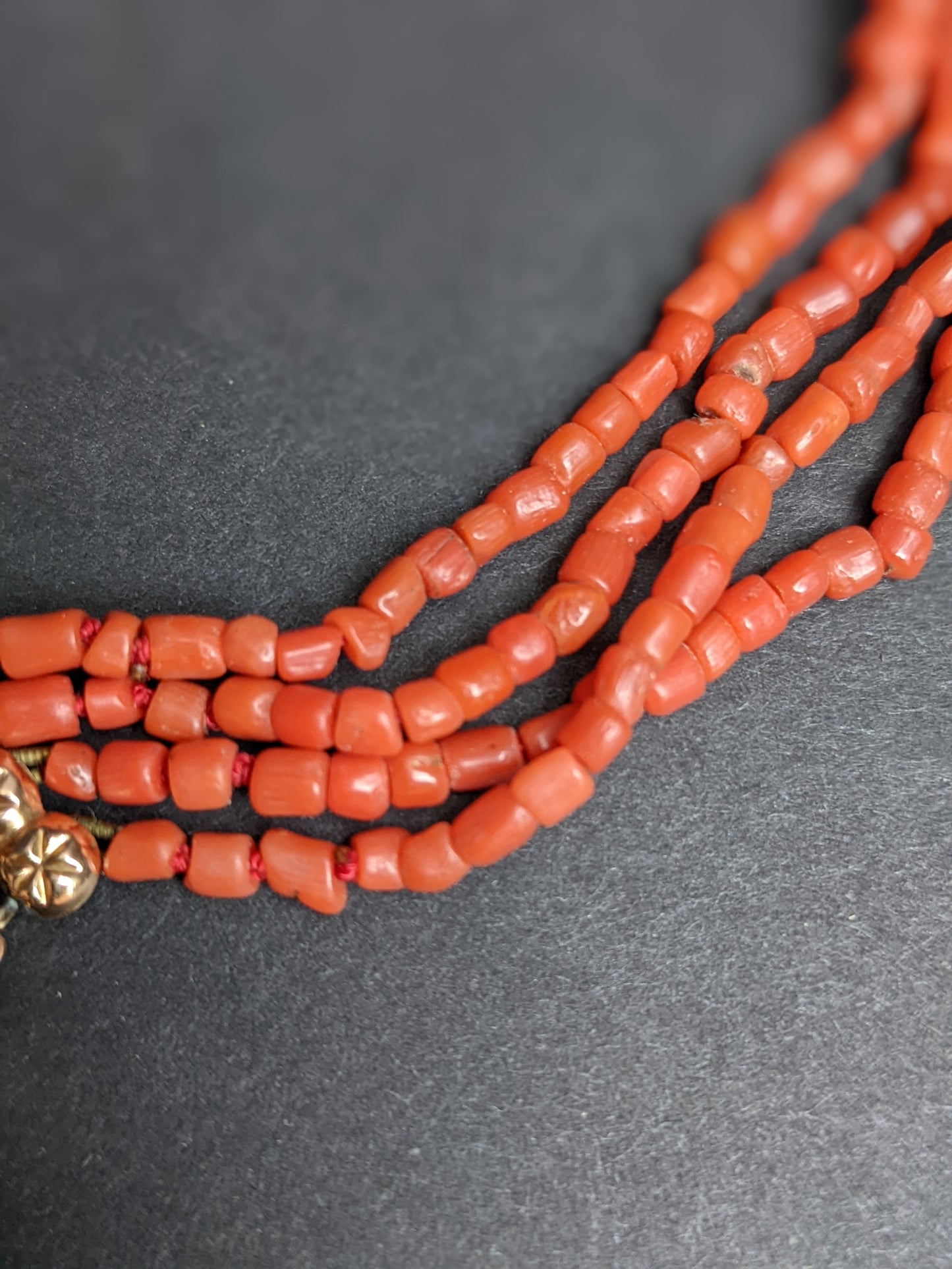 Natural coral and 14kt German choker