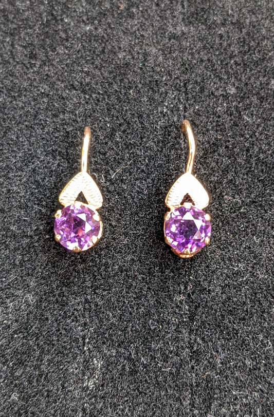 1940's Eastern European Hallmarks amethyst earrings