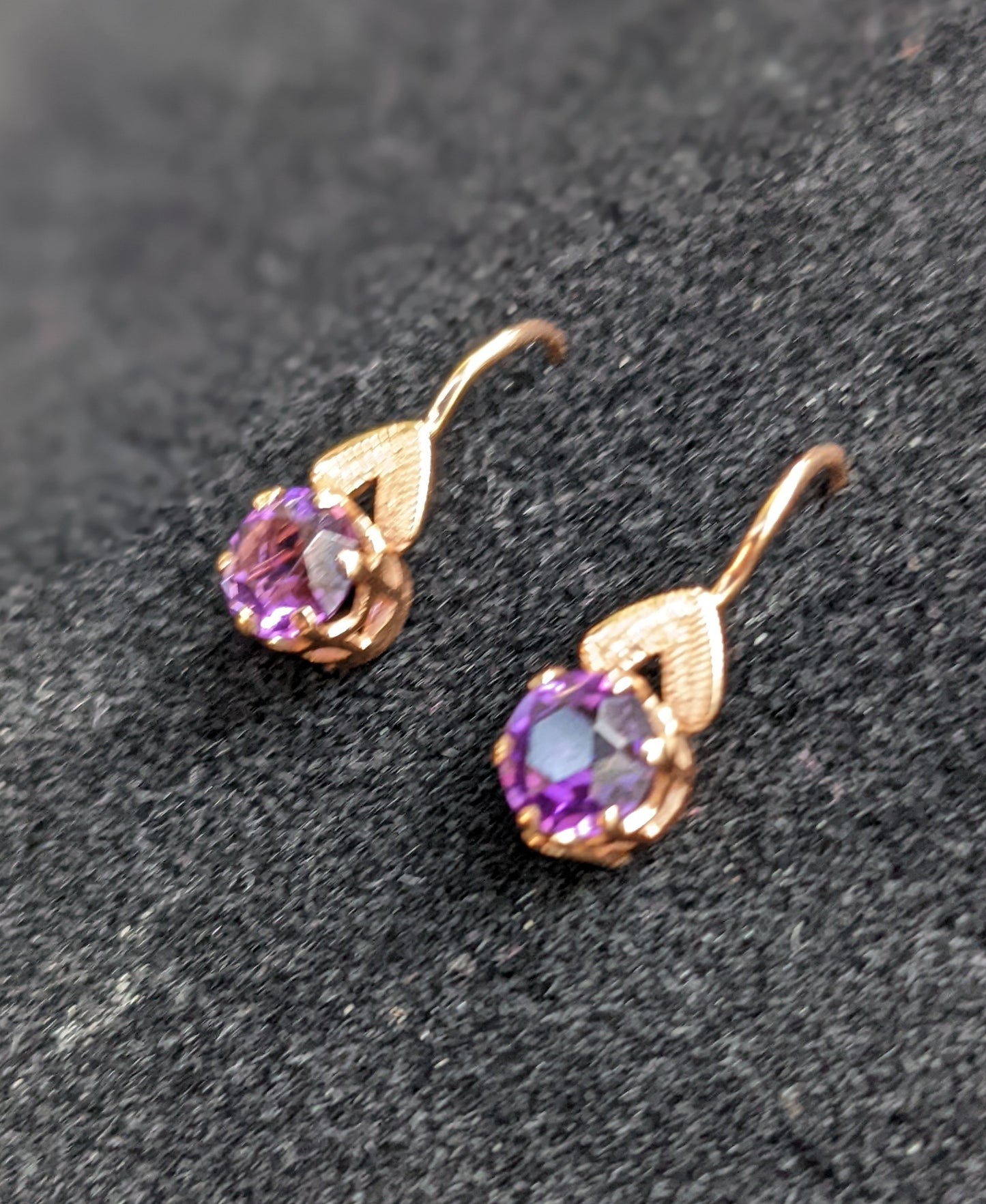 1940's Eastern European Hallmarks amethyst earrings