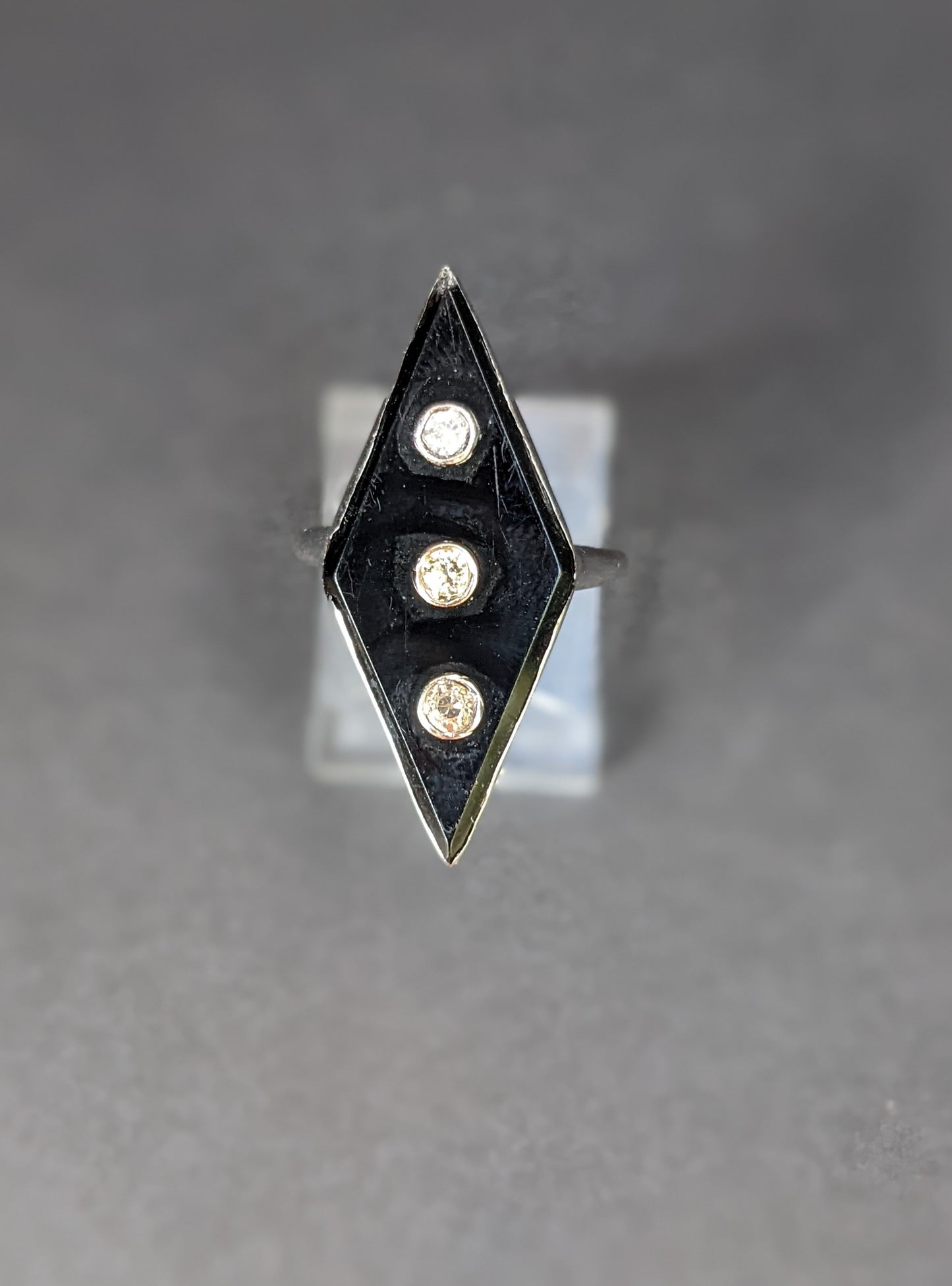 14k Art Deco Onyx and Diamond Ring
