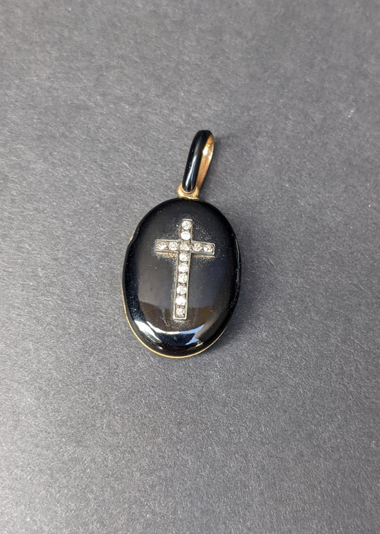 Diamond and Black Enamel Locket